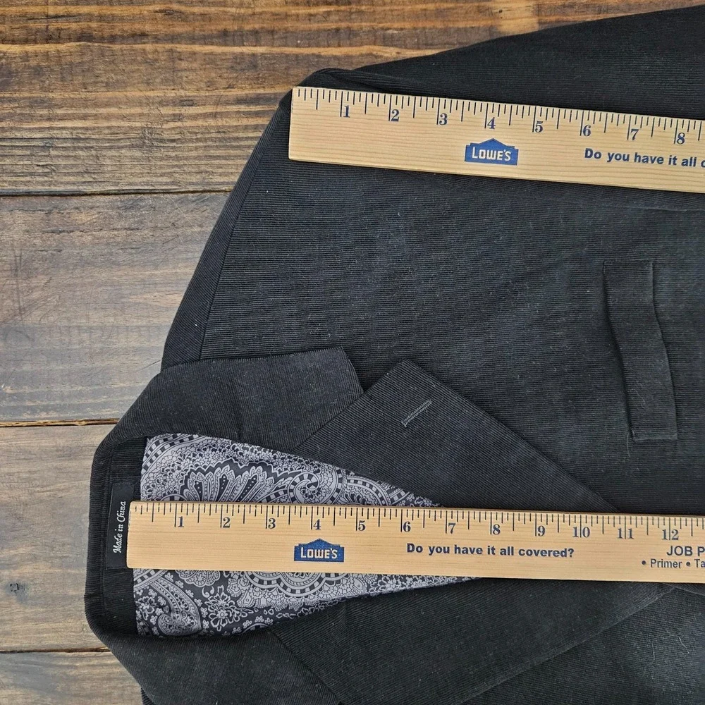 Apt.9 Men's Sport Coat Blazer Three Button Black Corduroy Cotton Size Large